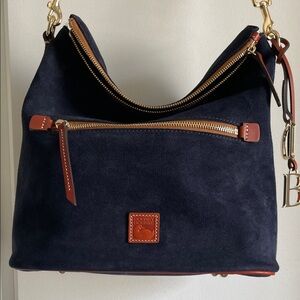 Dooney & Bourke Dark Blue Suede purse Large Hobo Bag, Camden like new